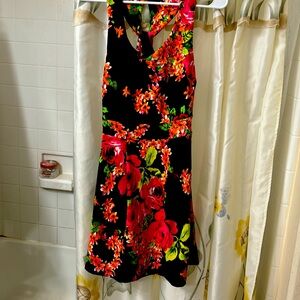 Woman Black with big Flowers L size